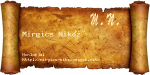 Mirgics Niké névjegykártya